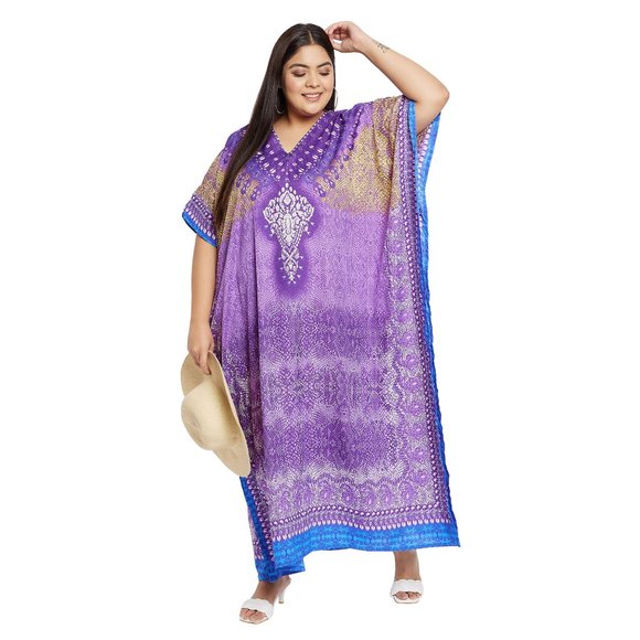 Gypsie Blu Womens Luxury Kaftan Maxi Dress Plus Size Caftan Party Night Gown - Picture 5 of 7